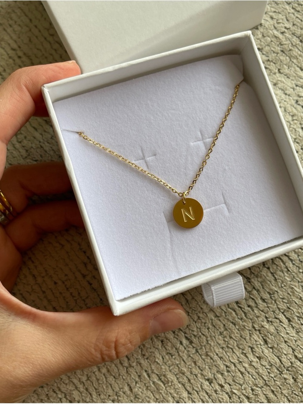Gold Initial N Pendant Necklace - Personalized Minimalist Jewelry